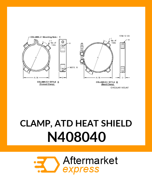 CLAMP, ATD HEAT SHIELD N408040