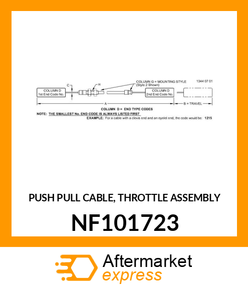 PUSH PULL CABLE, THROTTLE ASSEMBLY NF101723