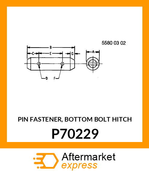 PIN FASTENER, BOTTOM BOLT HITCH P70229