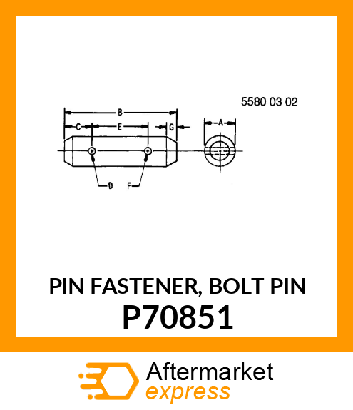 PIN FASTENER, BOLT PIN P70851