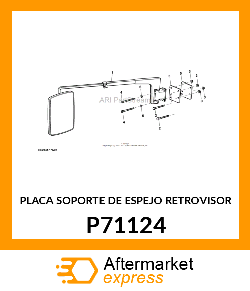 PLACA SOPORTE DE ESPEJO RETROVISOR P71124