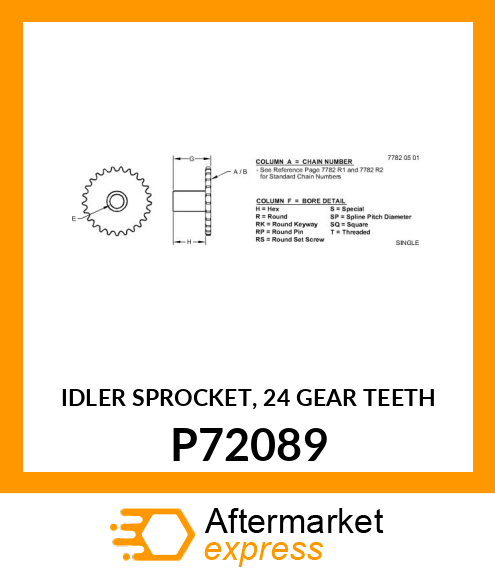 IDLER SPROCKET, 24 GEAR TEETH P72089