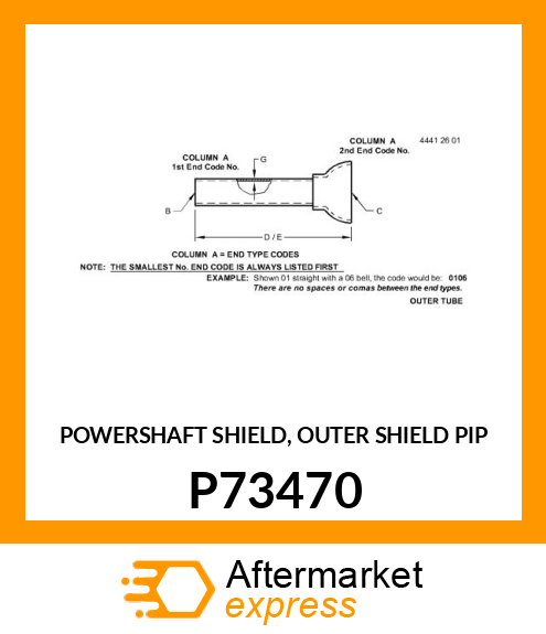 POWERSHAFT SHIELD, OUTER SHIELD PIP P73470