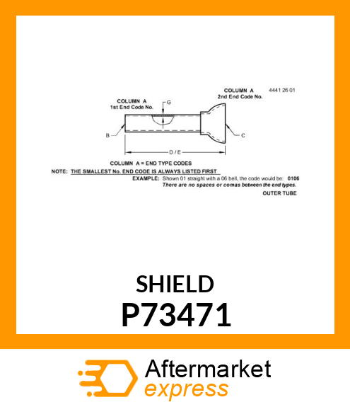 POWERSHAFT SHIELD, OUTER SHIELD PIP P73471