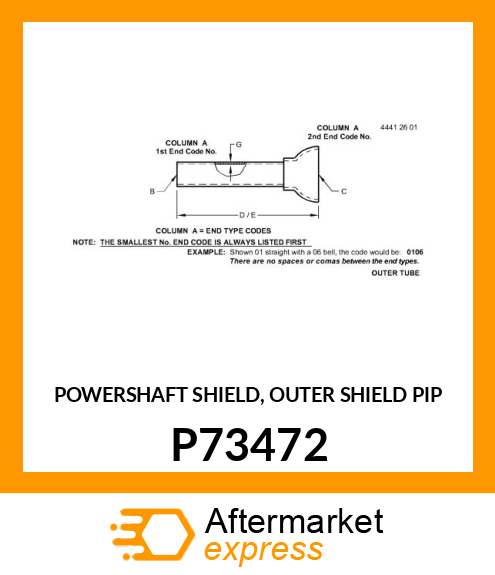 POWERSHAFT SHIELD, OUTER SHIELD PIP P73472