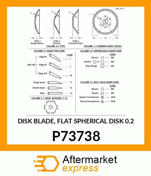 DISK BLADE, SPHERICAL DISK SOLID 26 P73738