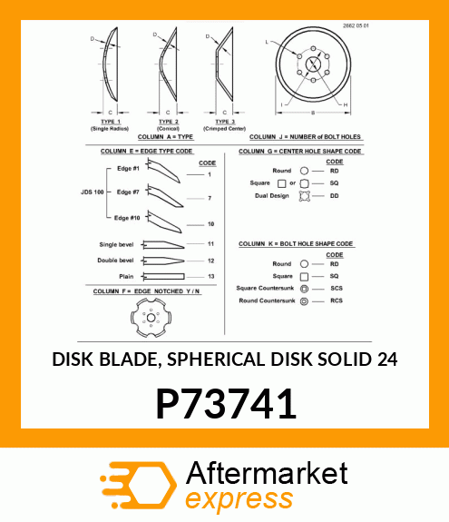 DISK BLADE, SPHERICAL DISK SOLID 24 P73741