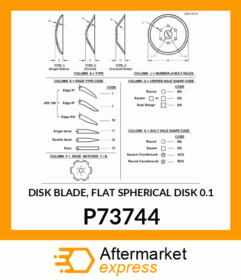 DISK BLADE, FLAT SPHERICAL DISK 0.1 P73744