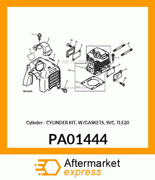 Cylinder - CYLINDER KIT, W/GASKETS, SVC, TLE20 PA01444