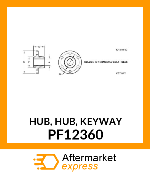 HUB, HUB, KEYWAY PF12360