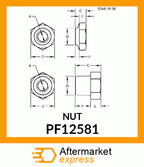 NUT, NUT, SPECIAL, 6030 HUB PF12581