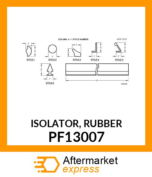 ISOLATOR, RUBBER PF13007