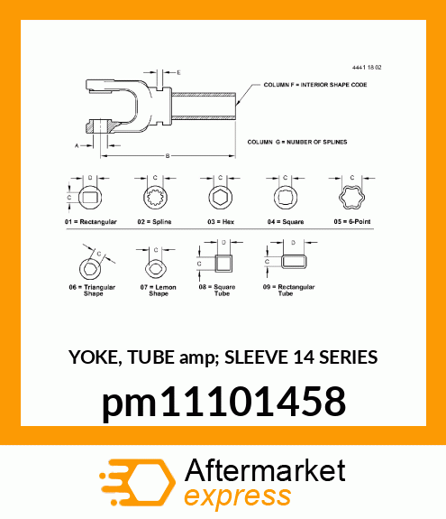 YOKE, TUBE amp; SLEEVE 14 SERIES pm11101458