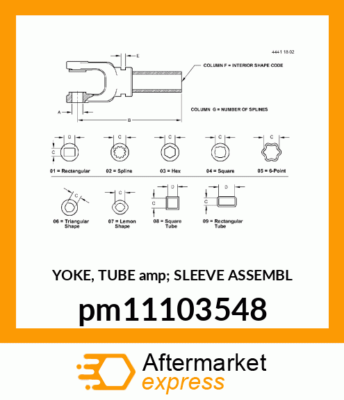 YOKE, TUBE amp; SLEEVE ASSEMBL pm11103548