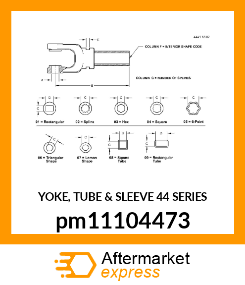 YOKE, TUBE amp; SLEEVE 44 SERIES pm11104473