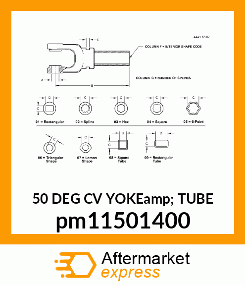 50 DEG CV YOKEamp; TUBE pm11501400