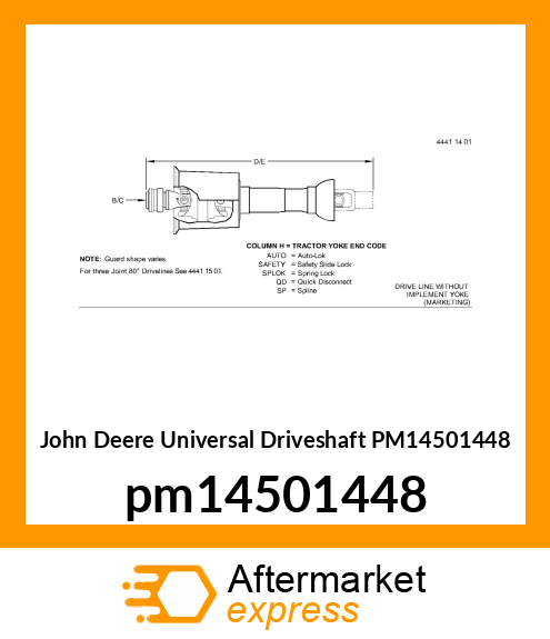 14 CAT3 80DEG RBL WWCV DRVSHFTW/GD pm14501448