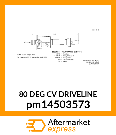 80 DEG CV DRIVELINE pm14503573