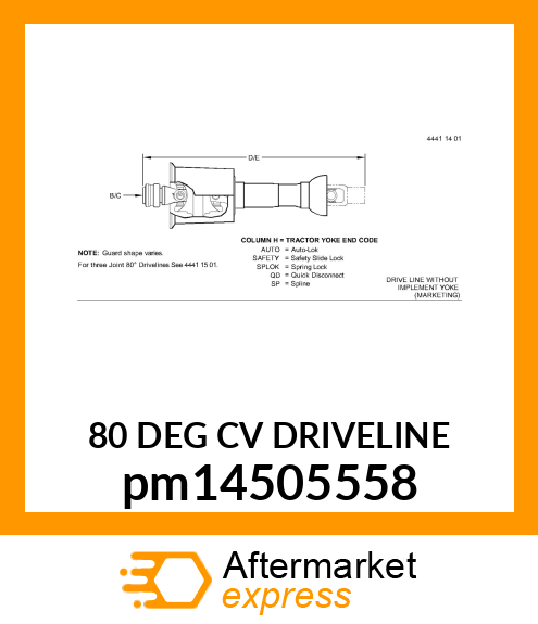 80 DEG CV DRIVELINE pm14505558