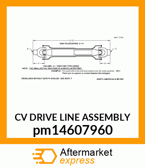 CV DRIVE LINE ASSEMBLY pm14607960