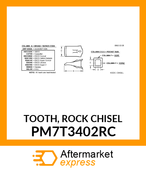 TOOTH, ROCK CHISEL PM7T3402RC