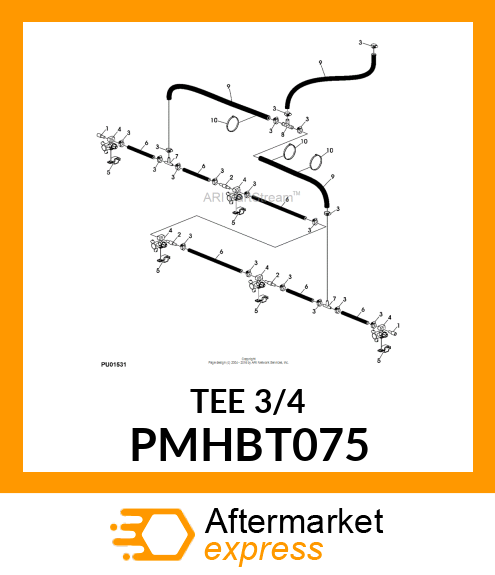 HOSE, BARB T, POLYPROPLYENE, .75 PMHBT075