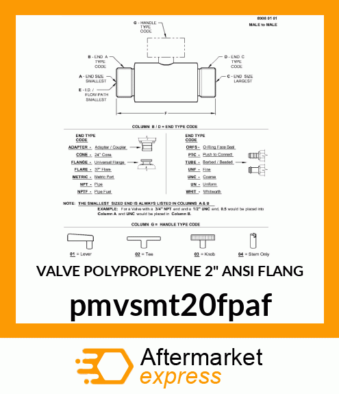 VALVE POLYPROPLYENE 2" ANSI FLANG pmvsmt20fpaf