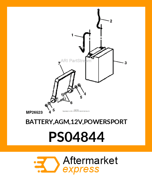 BATTERY,AGM,12V,POWERSPORT PS04844