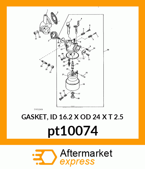 GASKET, ID 16.2 X OD 24 X T 2.5 pt10074