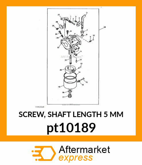 SCREW, SHAFT LENGTH 5 MM pt10189