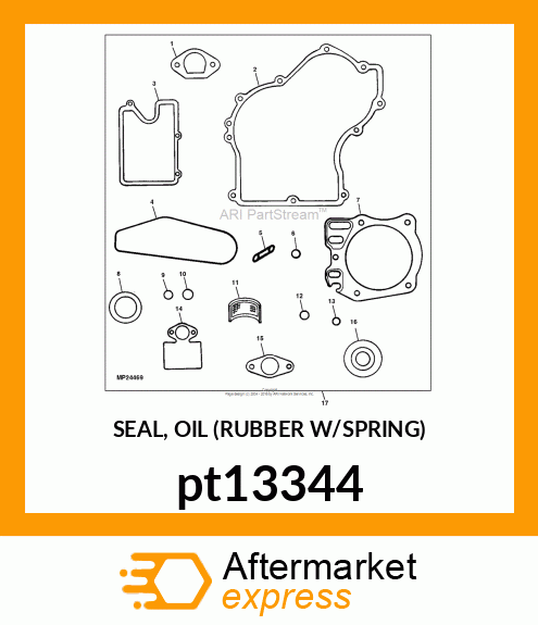 SEAL, OIL (RUBBER W/SPRING) pt13344