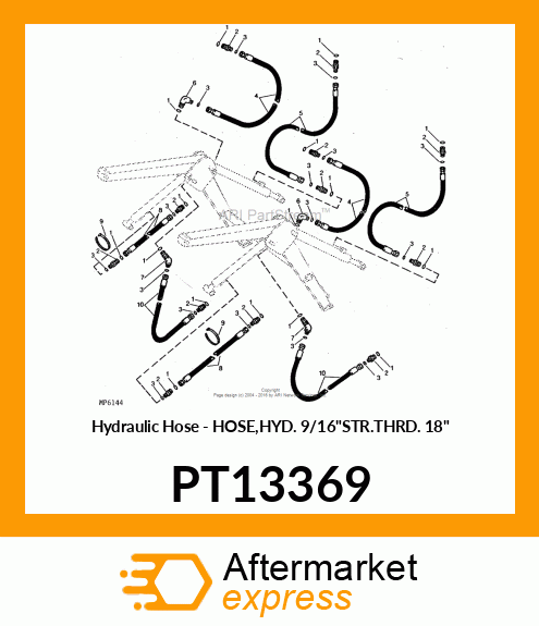 Hydraulic Hose - HOSE,HYD. 9/16"STR.THRD. 18" PT13369