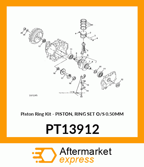 Piston Ring Kit - PISTON, RING SET O/S 0.50MM PT13912