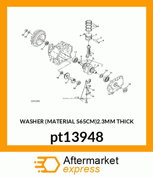 WASHER (MATERIAL S65CM)2.3MM THICK pt13948