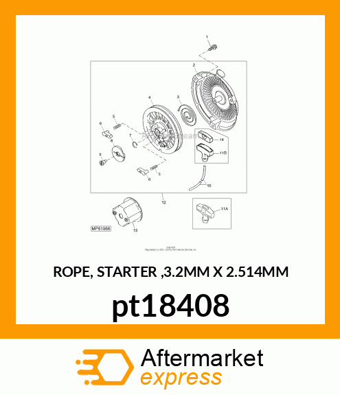 ROPE, STARTER ,3.2MM X 2.514MM pt18408