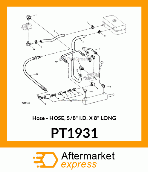 Hose - HOSE, 5/8" I.D. X 8" LONG PT1931