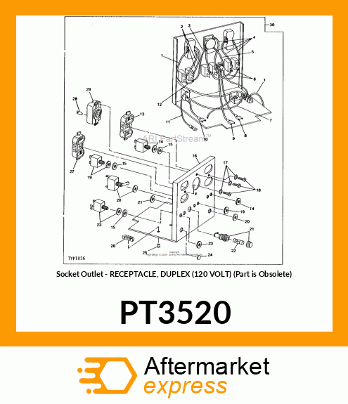 Socket Outlet - RECEPTACLE, DUPLEX (120 VOLT) (Part is Obsolete) PT3520