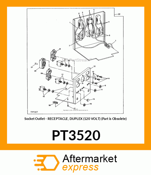 Socket Outlet - RECEPTACLE, DUPLEX (120 VOLT) (Part is Obsolete) PT3520