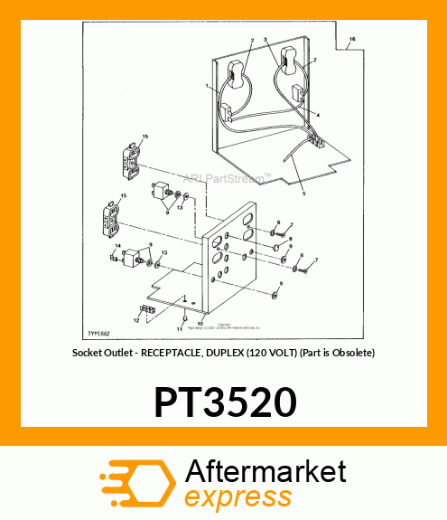 Socket Outlet - RECEPTACLE, DUPLEX (120 VOLT) (Part is Obsolete) PT3520