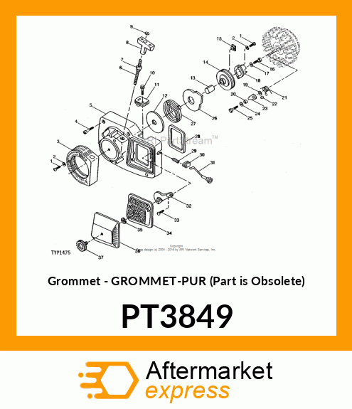 Grommet - GROMMET-PUR (Part is Obsolete) PT3849