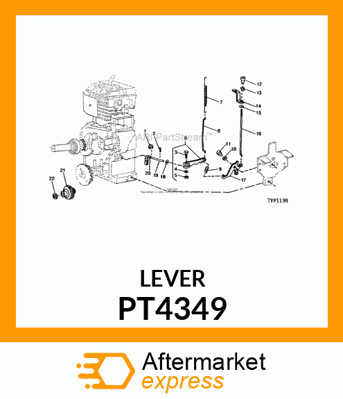 Lever - LEVER, GOVERNOR (INCLS. BUSHING) (Part is Obsolete) PT4349