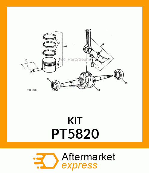 Piston - PISTON ASSEMBLY .020" O.S. PT5820