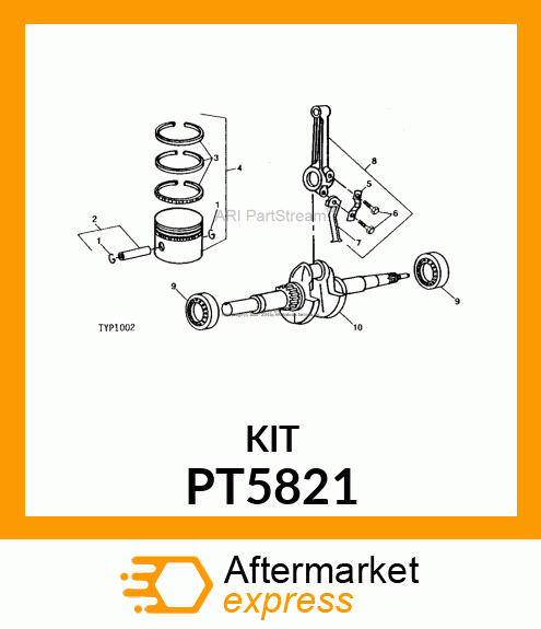 Piston - PISTON ASSEMBLY .030" O.S. PT5821