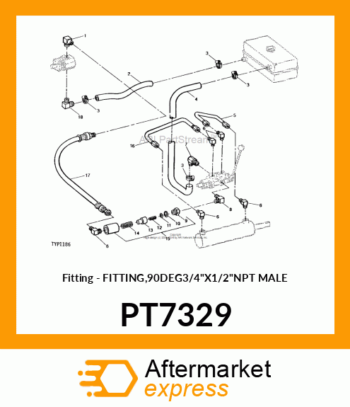 Fitting - FITTING,90DEG3/4"X1/2"NPT MALE PT7329