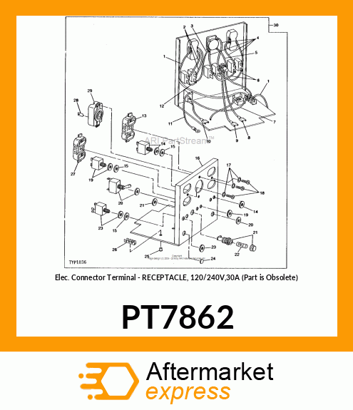 Elec. Connector Terminal - RECEPTACLE, 120/240V,30A (Part is Obsolete) PT7862