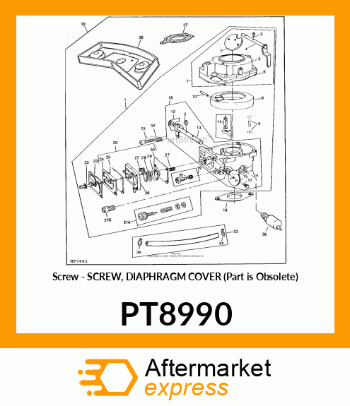 Screw - SCREW, DIAPHRAGM COVER (Part is Obsolete) PT8990