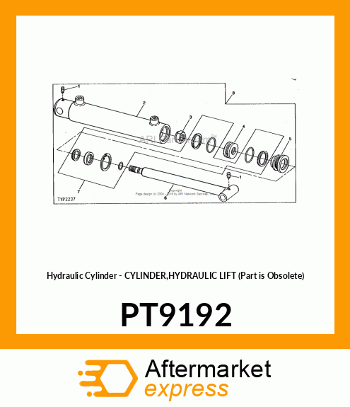 Hydraulic Cylinder - CYLINDER,HYDRAULIC LIFT (Part is Obsolete) PT9192