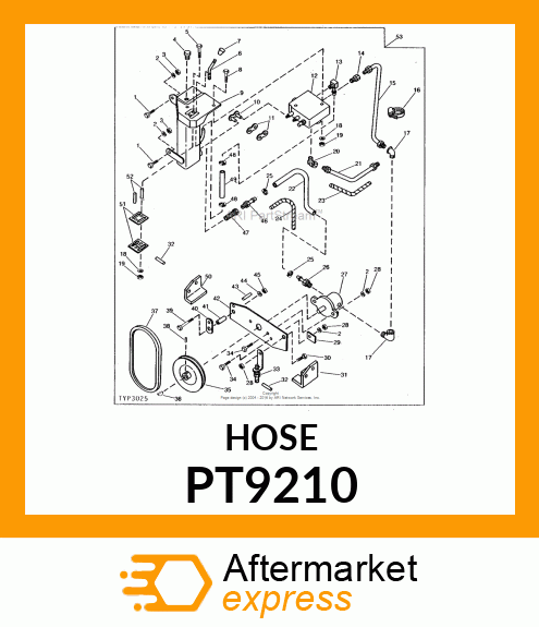 Hose - HOSE, RETURN, 1/2"ID X 10" PT9210