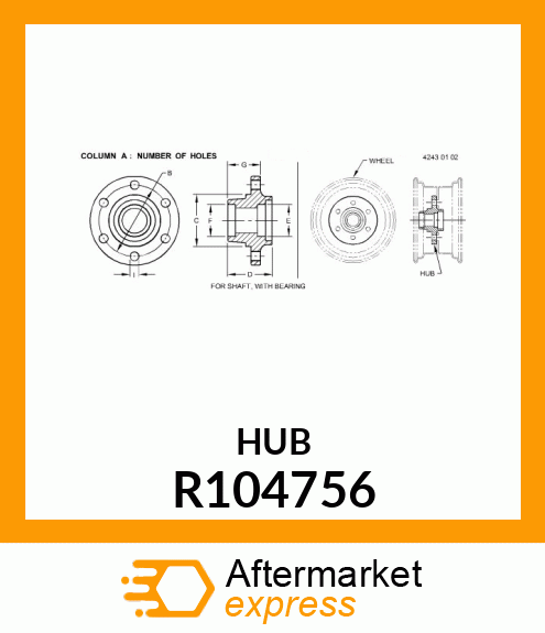 HUB, MFWD WHEEL R104756