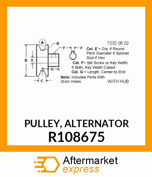 PULLEY, ALTERNATOR R108675